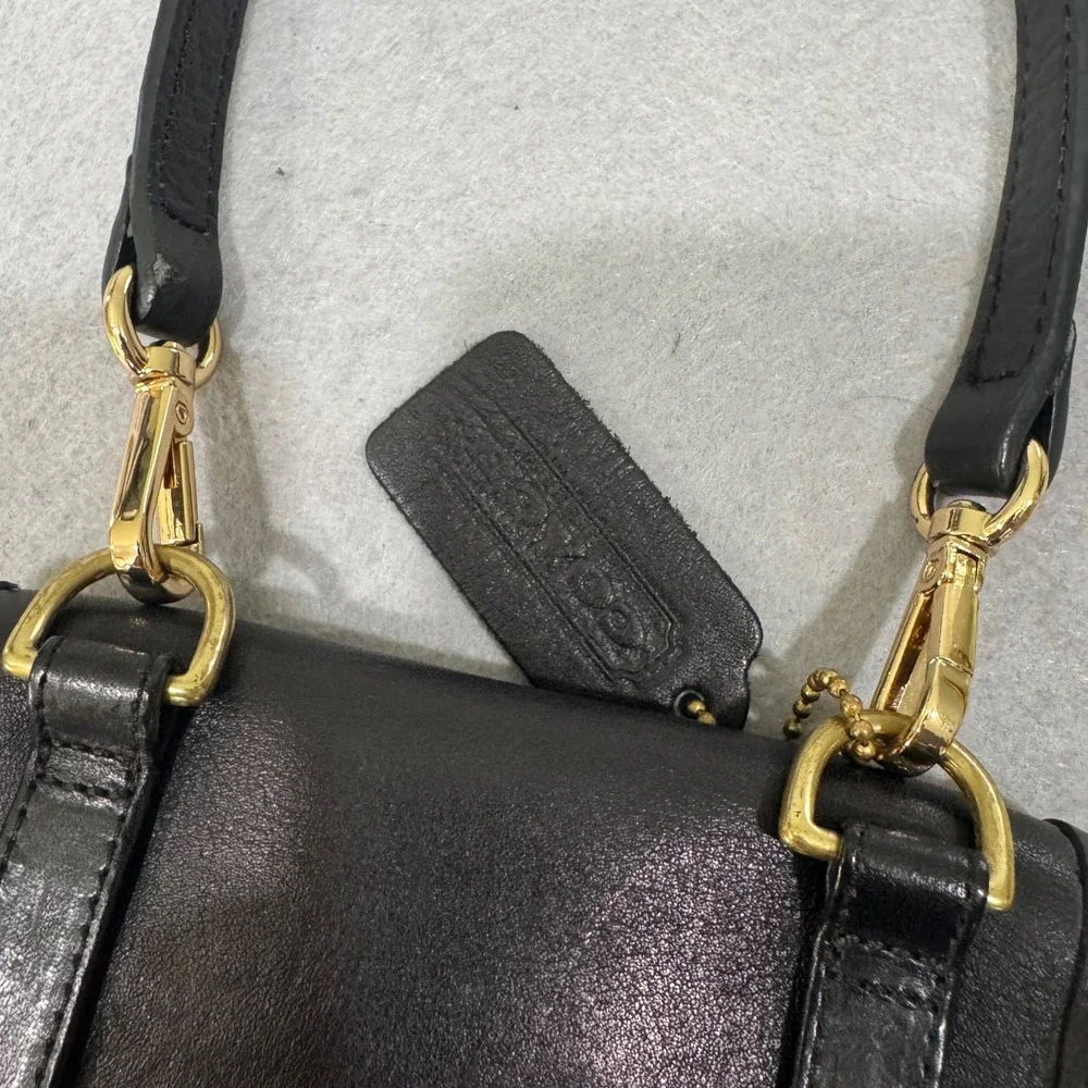 Coach Vintage Mini Bag Womens Black Leather Brass Turnlock 4MG-9826 USA Made